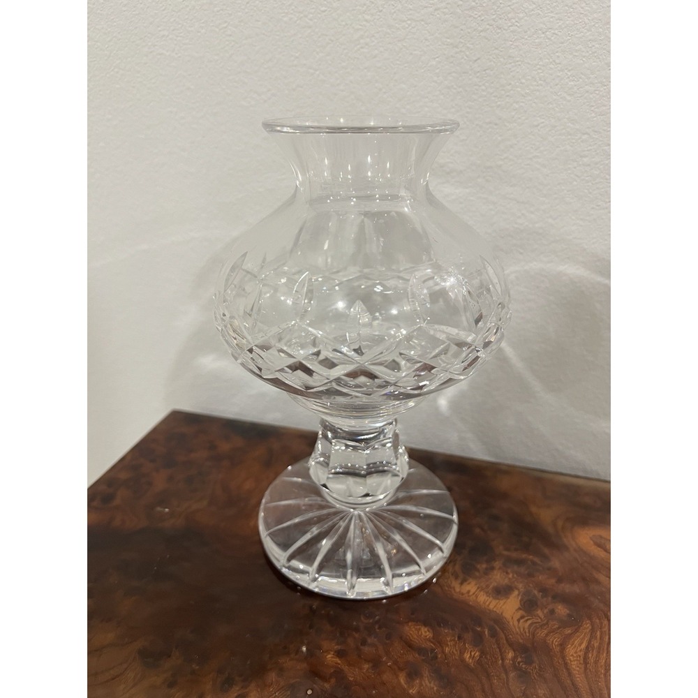 Waterford Lismore Hurricane Lamp Candle Holder Elegant Vintage Crystal Signed